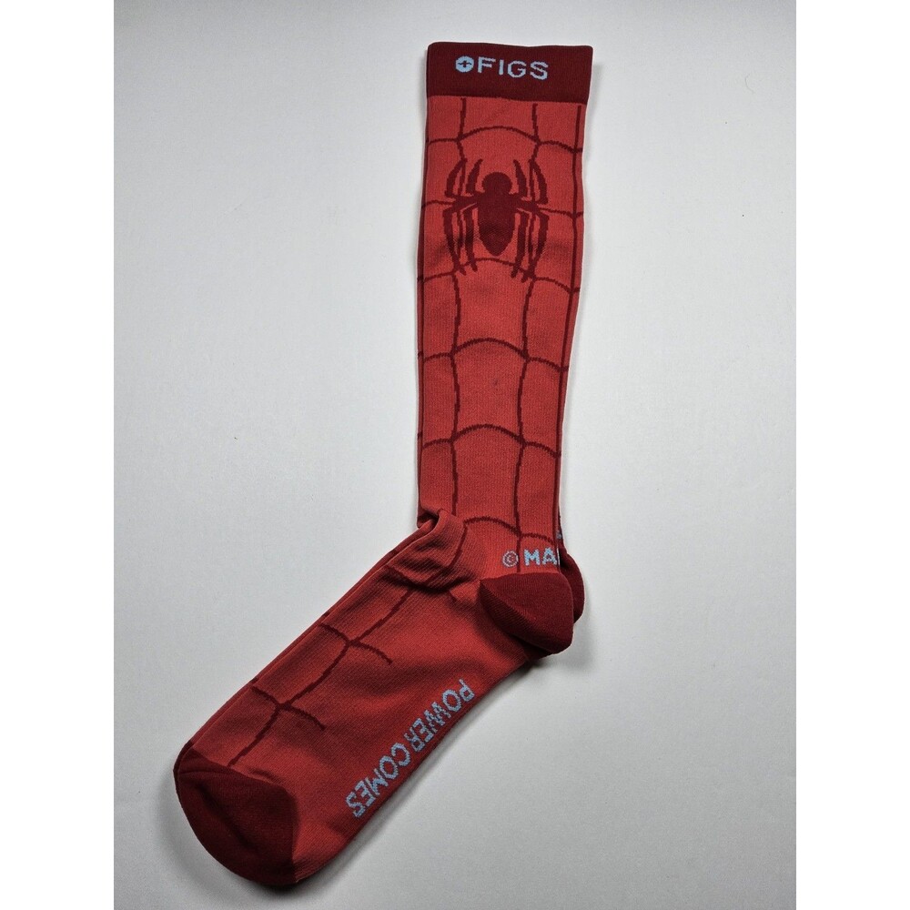FIGS Compression Marvel Spiderman With Great Power Medical Nurse Socks Size M